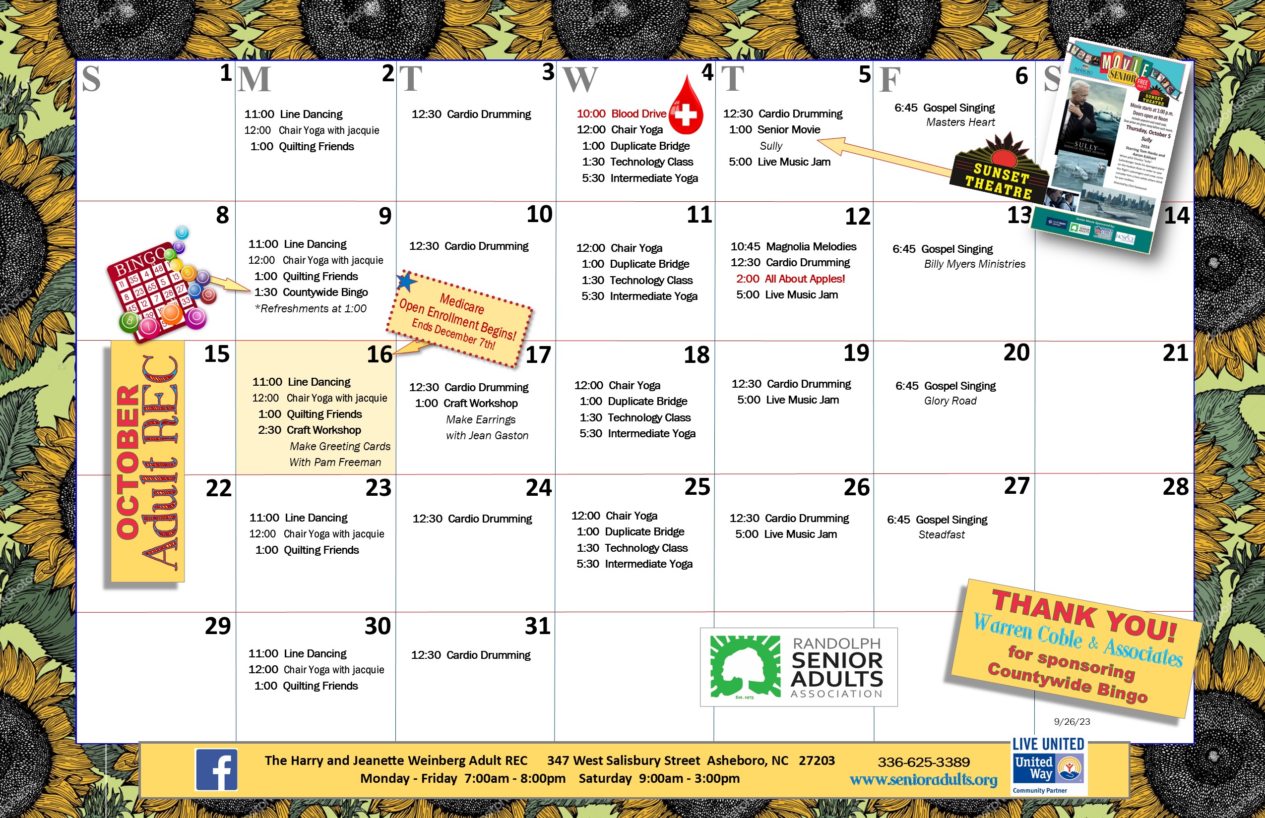 Center Calendars Menu